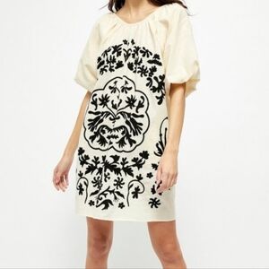 Free People Cream and Black Mini Dress